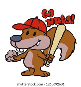 Squirrel baseball player cartoon