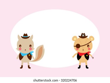 squirrel and bear friend tag vector
