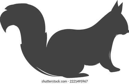 Squirrel black symbol. Wild forest animal. Woodland fauna