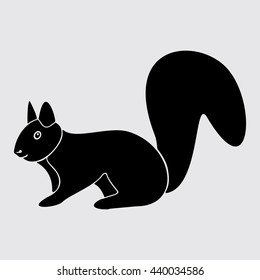 Squirrel ,black and white image isolated on white background. Vector