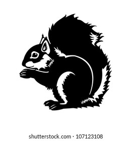  squirrel ,black and white vector image isolated on white background