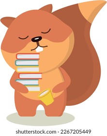 Squirrel with books. Vector graphics on the subject of education