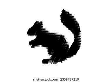 Squirrel brush art isolated with white background