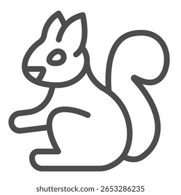 Squirrel with bushy tail line icon, spring season concept. Vector graphics. Forest squirrel, animal sign on white background, outline style icon for mobile or web design