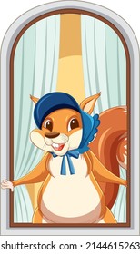 A squirrel by the window illustration