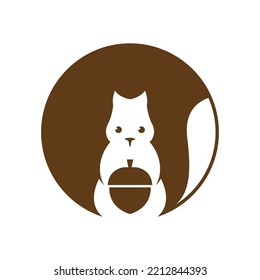 squirrel carrying walnut in circle logo vector