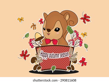 squirrel cartoon in autumn season vector