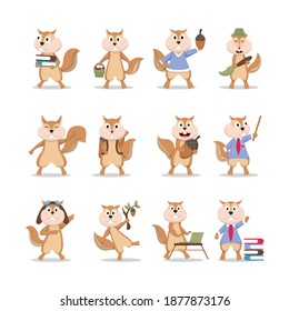 Squirrel cartoon character collection design