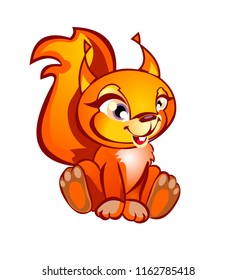 Squirrel cartoon character vector illustration isolated on white background
