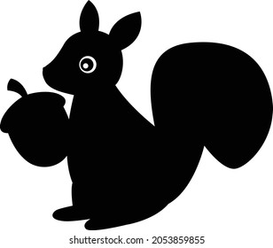 Squirrel Cartoon coloring silhouette vector art and illustration