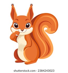 Squirrel. Cartoon drawing. Close-up. White background. For web design and print.