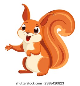 Squirrel. Cartoon drawing. Close-up. White background. For web design and print.