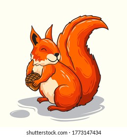 Squirrel Cartoon Illustration Animals Isolated