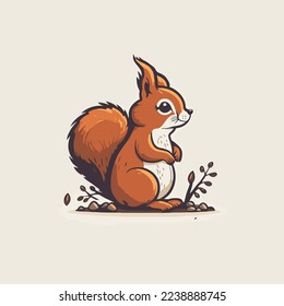 squirrel cartoon logo mascot icon  animal character in vector flat color style illustration