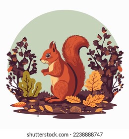 squirrel cartoon logo mascot icon  animal character in vector flat color style illustration