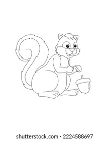 squirrel cartoon page for kids