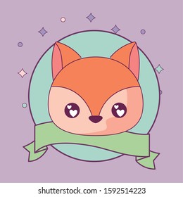 squirrel cartoon with ribbon design, Kawaii expression cute character funny and emoticon theme Vector illustration