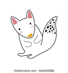 Squirrel character design. Cute cartoon animal vector illustration. Abstract icon for baby posters, art prints, fashion apparel or stickers.