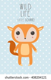 squirrel character on polka dots background