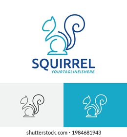 Squirrel Chipmunk Abstract Modern Simple Monoline Logo Symbol