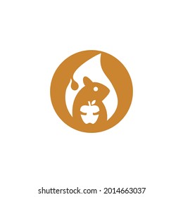 Squirrel, Chipmunk, Fluffy with apple for food drink animal store logo design