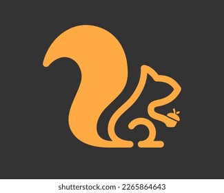 Squirrel Chipmunk Holding Acorn Nut Tail Flat Line Art Linear Minimalist Mascot Vector Logo Design