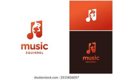 Squirrel Chipmunk Nut Music Song Musical Sing Negative Space Vector Logo Design Illustration