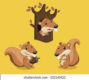 Squirrel Chipmunk Rodent Tail fluffy Whisker Animal, vector illustration cartoon. 