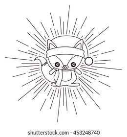 Squirrel with Christmas hat isolated icon design, vector illustration  graphic 