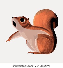 Squirrel chromolithograph art, vector element.