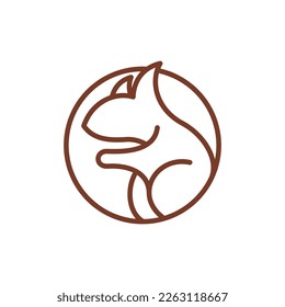 Squirrel circle modern line illustration logo