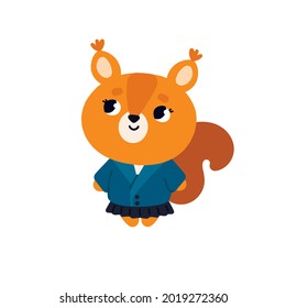 A squirrel in clothes on a white isolated background. Vector clipart