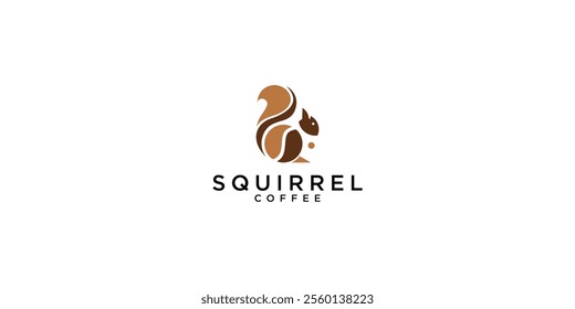 Squirrel and coffee logo design premium vector