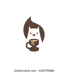 squirrel coffee mug logo vector icon mascot character illustration