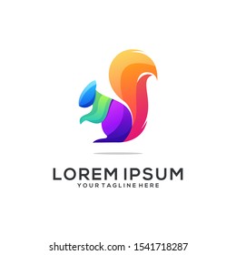 squirrel color logo vector abstract