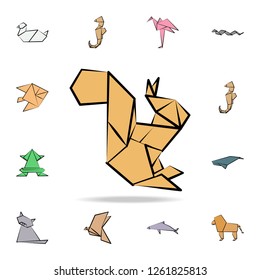 squirrel colored origami icon. Detailed set of origami animal in hand drawn style icons. Premium graphic design. One of the collection icons for websites, web design, mobile app