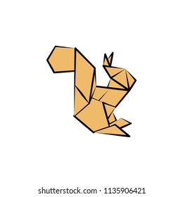 squirrel colored origami style icon. Element of animals icon. Made of paper in origami technique vector Illustration squirrel icon can be used for web and mobile on white background