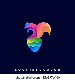 Squirrel Colorful Illustration Vector Design Template. Suitable for Creative Industry, Multimedia, entertainment, Educations, Shop, and any related business