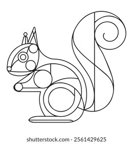 Squirrel. Coloring book. Hand drawn funny squirrel with nut for adult anti stress Coloring Page with high details isolated on white background, illustration in zentangle style.Vector
