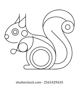 Squirrel. Coloring book. Hand drawn funny squirrel with nut for adult anti stress Coloring Page with high details isolated on white background, illustration in zentangle style.Vector
