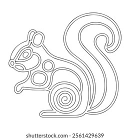 Squirrel. Coloring book. Hand drawn funny squirrel with nut for adult anti stress Coloring Page with high details isolated on white background, illustration in zentangle style.Vector
