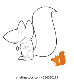 Squirrel coloring book. Wild rodent Frenzy. Funny cute animal out of Woods.
