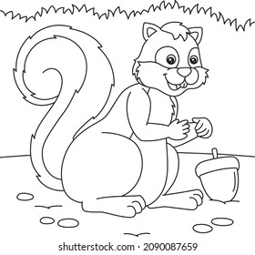Squirrel Coloring Page for Kids
