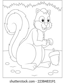 squirrel coloring page for kids