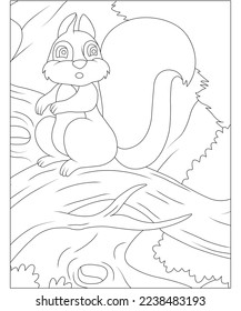 squirrel coloring page for kids