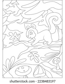 squirrel coloring page for kids