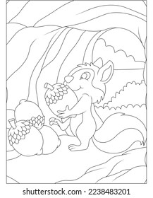 squirrel coloring page for kids
