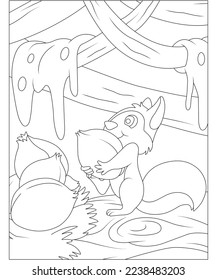 squirrel coloring page for kids