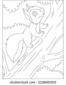 squirrel coloring page for kids