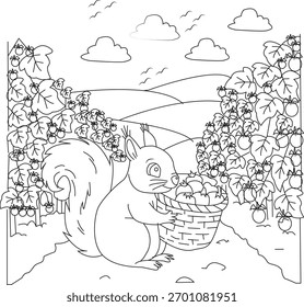 Squirrel coloring page for kids